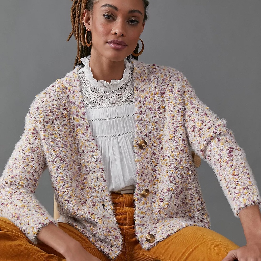 Anthropologie Callahan Garland Speckled Eyelash Cardigan